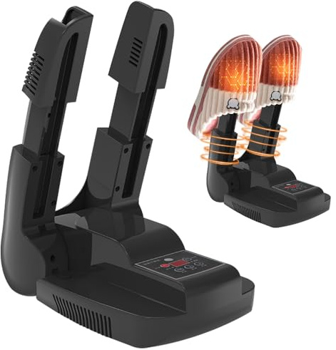 XEERUN Schuhtrockner Elektrisch, Schuhe Stiefeltrockner mit Timer und antibakterieller Funktion, Handschuhtrockner, Skischuhtrockner, Schuh-und Stiefelwärmer für Schuhe Hüte Socken Skischuhe (Schwarz)