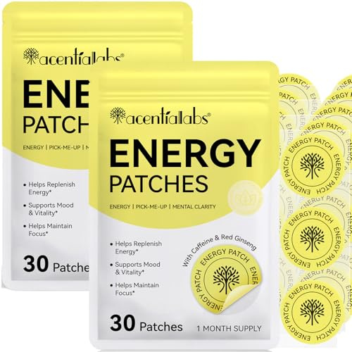 Energiepflaster - 60 PCS B12 Pflaster für Frauen und Männer, natürliche Energie Booster für Müdigkeit, schnelles Aufwachen Pflaster für Partyspaß Morgenbelebung
