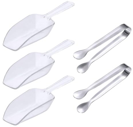 2 PCS Sugar Tongs and 3 Pcs Mini Basic Measuring Shovel Spoon Set Serving Tong Scoop Gadgets Ice Sweet Tongs for Cafes Restaurants Birthday Parties Weddings