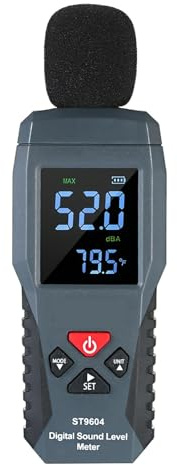 Fonometro Digitale 30-130 Db LCD retroilluminato Fonometro Misuratore di Rumore con Funzione termometro