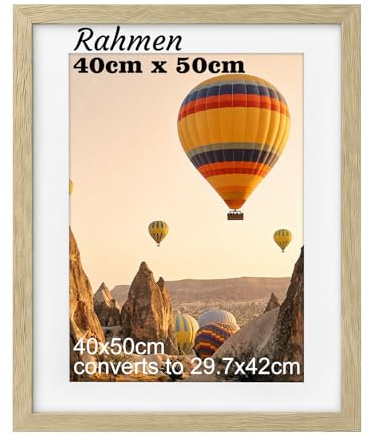 HOUSE DAY Bilderrahmen 40x50, Bilderrahmen Eiche, Rahmen 40x50,Holzrahmen | Bilderrahmen Groß mit 30x40 Passepartout,Posterrahmen,Bilder Rahmen für Familie,Landschaft,Haustier-Gedenkseite,Hochzeit