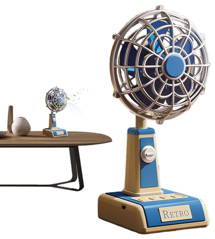 Tragbarer Mini-Ventilator – USB-betriebener persönlicher Ventilator, 3 Geschwindigkeiten, leiser Luftzirkulator, batteriebetriebene Innenventilatoren, Büro-Wohnheim-Tischgerät, Retro-ästhetisches