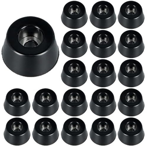 20 Piezas Patas de Goma, Gomas de Apoyo, Goma Antirruido, Gomas Protectora Antideslizante con Arandela Metálica para Puerta, Chopping, Altavoz, Pata de Silla (15x12x8mm, Negro)