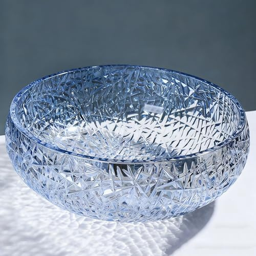 ZYCDP Lavamanos Sobre Encimera Cristal Lavabo Baño Redondo de Vidrio 420 X 420 X 155 mm Azul Cristal