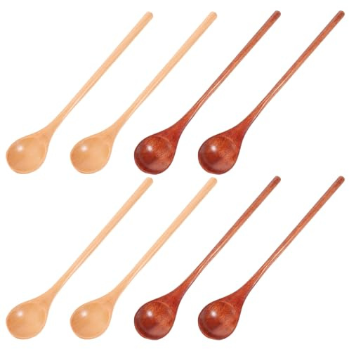 Gatuida 8 pezzi Cucchiai in Legno Naturale per Mescolare con Manico Lungo Cucchiaini Riutilizzabili per Dolci Tè Salse e Condimenti Utensili da Cucina Resistenti Odori e Macchie