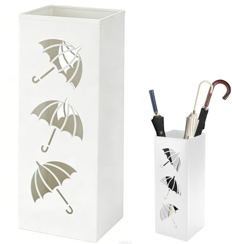 Exquilnova Schirmständer, Metall Schirmständer Regenschirm, Freistehender Quadratischer Regenschirmständer, Wasserdichter und Rostfreier Regenschirm Halter für Eingangsbereich, Haus, Lobby, Büro