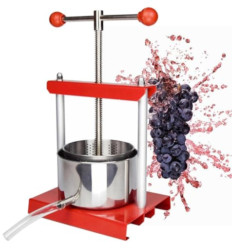 Pressa manuale in acciaio inox per frutta e vino per mele, uva, miele, olio d'oliva, con manico a T, per uso domestico e cucina all'aperto