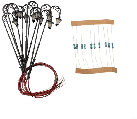 10 Stück Spur H0 1:87 LED Parklaternen Modell Eisenbahn Beleuchtung Leuchte Lampen Minigarten Dekoration Straßenlampen