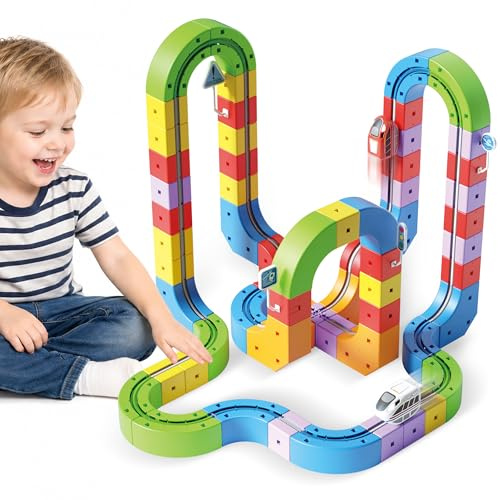 AiDwell 3D Anti-Gravity Infinity Track Set 121PCS with 2 Electric Trains | Electric Train Set DIY STEM Building Toy for Kids Ages 3+ Boys Girls Birthday Gift Develop Creative Thinking &Hands-on Skills