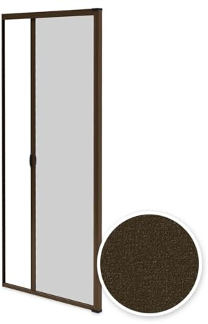 Avosdim - Estor mosquitera para puerta de aluminio de lujo, 230 x 140 cm, recoupable, color marrón 8019 texturizado, protección contra insectos ajustable