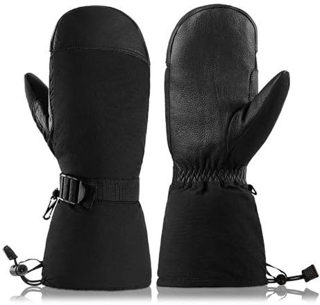 Elnwnnkc Unisex Ski Gloves with Adjustable Wrist Strap Windproof Cold Weather Snowboard Gloves for Men Women Skiing Snowboarding Snowboard