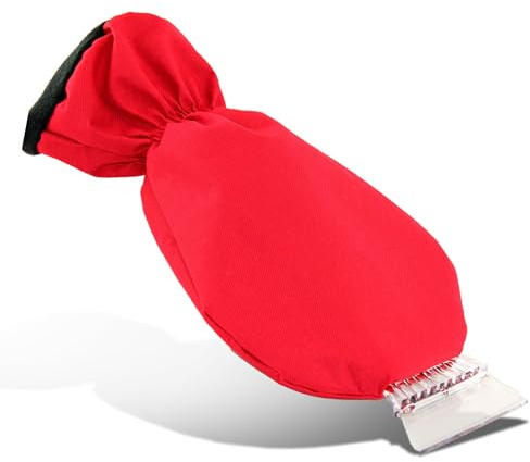 Moufle Gratte-Givre - Grattoir à Glace avec Gant pour Pare Brise et Vitre de Voiture - Grattoir Protégeant du Froid - Résiste à l'eau - Raclette avec Doublure Polaire - Largeur du Grattoir 11 CM