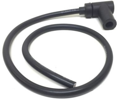 Zündkabel schwarz mit Zündkerzenstecker 90 Grad – Passend für Roller, Scooter, Mofa, Moped – Hochwertiges Zündkabel inkl. Gummi-Zündkerzenstecker