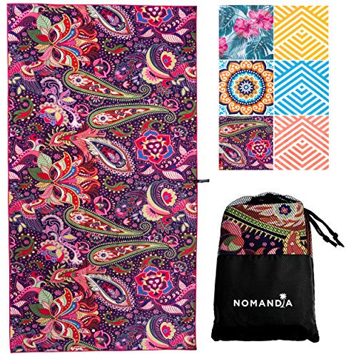 Nomandia Microfibre Beach Towel - Quick Dry Extra Large Microfibre Towel - Sand Free & Lightweight Beach Towels for Adults - Ultimate Travel, Holiday & Swim Towels - Designed in the UK - Bag Included