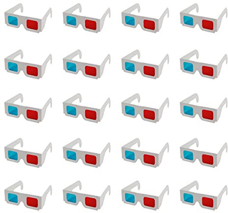 Occhiali 3D, 20 paia di occhiali stereo rossi e blu di carta per la decorazione di film