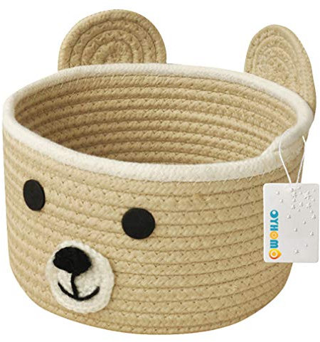OYHOMO Kleiner Aufbewahrungskorb aus Baumwollseil Faltbare Aufbewahrungsbox für Toilettenartikel Schreibwaren Kleinigkeiten Spielzeug, D20 x H12 cm - Khaki