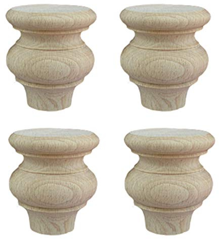 4 Stück Massivholz Möbelbeine Möbelfüße/Sockelfuß,4 Stück Runde Massivholz Ersatz Sofa Beine,Unvollendet Buche Schrankbeine,für Kommode,Kleiderschrank,Mit Montageplatte und Schrauben(A)