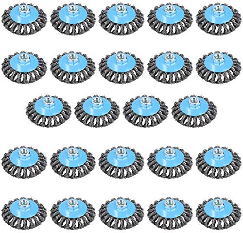 4 Twist Knot Bevel Wire Brush Rust Paint Removal for 4-1/2” Angle Grinders 24pc
