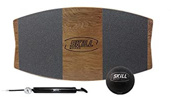 The Skill Board Mini - Wooden Balance Board - Travel-Size Balance Trainer for All Sports, Gym, Standing Desk - Incl. Fitness Ball, Ball Pump, Grip Tape