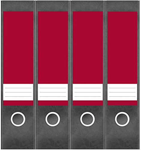 Etiketten für Ordner | Rot 1 | 4 breite Aufkleber für Ordnerrücken | Selbstklebende Design Ordneretiketten Rückenschilder