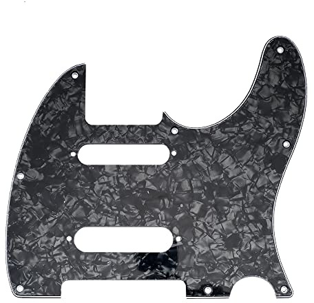 Musiclily Pro 8 Löcher SS TL Schlagbrett Pickguard 4-lagig Black Pearl | für USA/Mexico Fender Deluxe Nashville Tele Style E-Gitarre