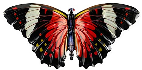 Crispe Metall Wand-Deko - Schmetterling 1 – 40 x 19cm - geprägte 3D Wanddekoration - Wandbild inkl. praktischer Wandbefestigung – dekorative Wandskulptur – für In- und Outdoor