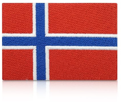Finally Home Norwegen Flagge Patch zum Aufbügeln | 7,4 x 5 cm | Norway Flag Patches, Norwegische Fahne Bügelbild, Aufbügler, Aufnäher