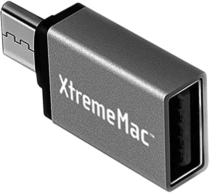 Xtrememac Adaptador OTG de USB-C a USB-A 3.0, Plug & Play, Compatible con Carga rápida, Carcasa de Aluminio de Calidad para MacBook, Samsung y Otros Dispositivos USB-C, Negro.