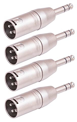 Smithok 4 Pack 1/4 TRS to XLR Adapter, Balanced Quarter Inch 6.35mm Male to XLR Male Adapters