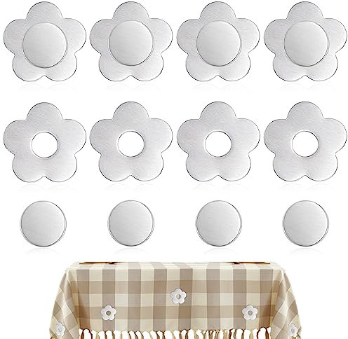 TUZHE 8 Stück Tischdeckenbeschwerer Tischdeckengewichte Draussen Extra Schwer magnetische Tischtuchklammer Edelstahl Tischtuchbeschwerer Gardinen Beschweren (Blume)