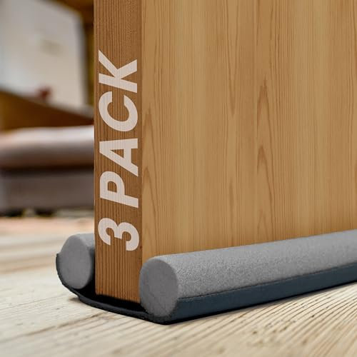 Volila Double Sided Draught Excluder for Doors - 3 Pack with Foam Seal - Reduces Bills, Blocks Noise, Light and Pest (Grey)