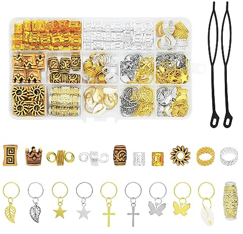 JINTANG 150 PCS dreadlocks schmuck damen,haarschmuck gold,haarschmuck festival haarschmucks ringe,haar ringe,haarringe silber haarperlen,haarringe für zöpfe,mit aufbewahrungsbox