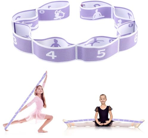 Yoga Stretching Strap, Abeillo Yoga Stretch Gurt mit 8 Schleifen,Joga Zubehör, Fitnessbander, Resistance Bands, Gymnastikband Elastisch für Pilates, Tanz, Gymnastik, Effektives Dehnung (lila)