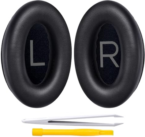 YOCOWOCO Replacement Ear Pads for Bose QC45, QC SE and New QC, Black | Ear Pads Cushions with Softer Leather, Thicker Memory Foam, for QC45, QC SE, New QuietComfort Wireless Over Ear Headphones