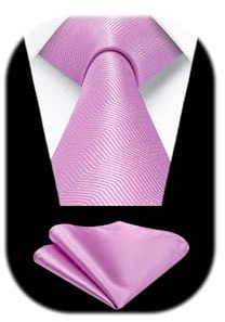 HISDERN Krawatten für Herren Klassische Hochzeit Krawatte mit Einstecktuch Set Formal Elegant Taschentuch Business Party