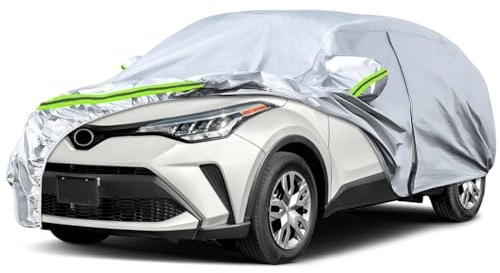 Autoabdeckung Outdoor Wasserdicht Passend für 2016-2025 Toyota C-HR | Sommer Vollgarage Autoplane Auto Abdeckplane Outdoor Abdeckung für Regen Sonne Staub UV-Schutz, Silber