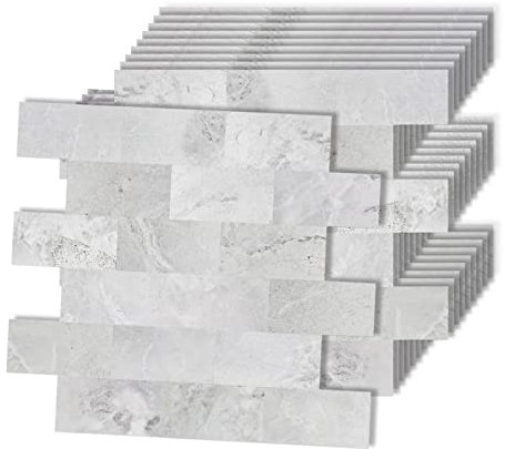 FIVMEN Fliesenaufkleber 34x29cm Klebefliesen Küchenrückwand Selbstklebende Vinyl Fliesen Wasserdicht Spritzschutz Wandfliesen Fliesenfolie für Küche Bad Deko, 10 Stück Typ F