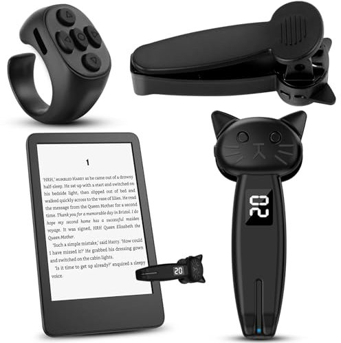 Vicloon Remote Control Page Turner for Kindle Paperwhite eReaders, Kindle Remote Page Turner for IPhone Ipad Android Tablets Reading Novels Taking, Phone Camera Video Record Remote Triggers (Black)