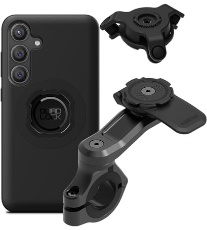Quad Lock Motorcycle Handlebar Phone Mount PRO Kit with Vibration Dampener and Galaxy S24+ MAG Case