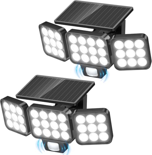 GEARLITE Solar Security Lights Outdoor Motion Sensor, 3500 LM Solar Lights Outdoor Garden with 270° Wide Illumination Angle, Up to 15 Hours 3 Modes IP65 Flooding Light for Garage, Front Door and Yard
