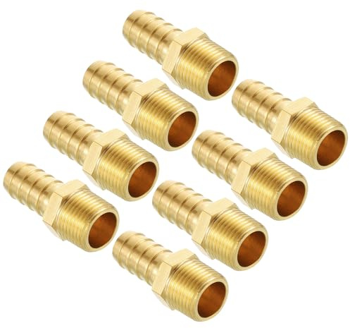 Kozelo 8pcs Brass Hose Barb Fittings 15mm Hose Barb to 10mm NPT Male | Fittings Adapter Connector for Home Machines, Massage Bathtubs, and Irrigation Systems