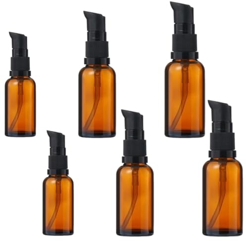 JAWUZ 6 Stück 10/30/50 Ml Leer Glasflaschen, Pipettenflasche 30Ml, Lotionspender Braunglas Flasche Mit Pumpe, Pumpsprühflasche,Zerstäuber Sprühflasche(Braun)