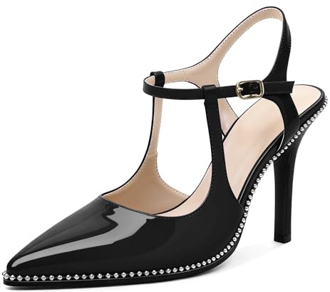 EDEFS Damen Pumps mit Stiletto High Heels Knöchelriemen Spitzem Zehen Elegante Kleid Schuhe Hochzeitsschuhe