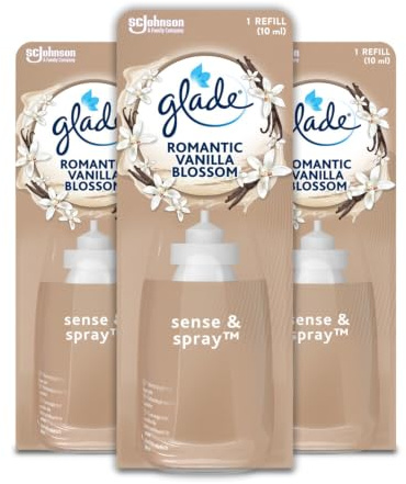 Glade Sense & Spray, Profumatore per Ambienti, Vanilla Blossom, 3 Ricariche | Con Sensore di Movimento, Fragranza di Lunga Durata con Oli Essenziali, Facile da Usare