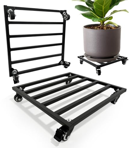 Nordswal Lot de 2 supports carrés en métal avec roulettes verrouillables, base robuste ou grands pots de fleurs pour intérieur et extérieur 15.75in / 40 cm