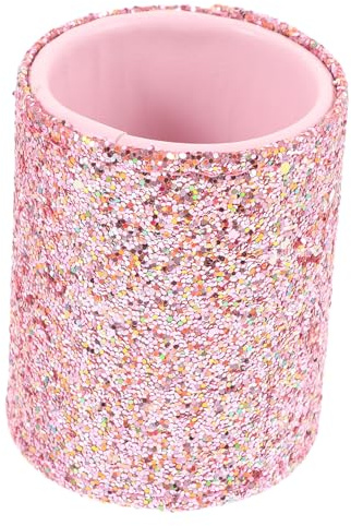 LRXIYODE Glitter Makeup Brush Storage Bucket with Lid Plastic Makeup Brush Organizer Compact for Home and Dressing Table