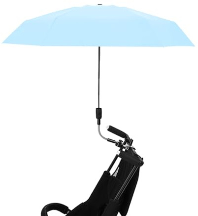 Paraguas universal de 35 pulgadas con clip, protección solar, resistente a la lluvia, paraguas portátil de playa para sillas de ruedas y sillas de camping (azul)