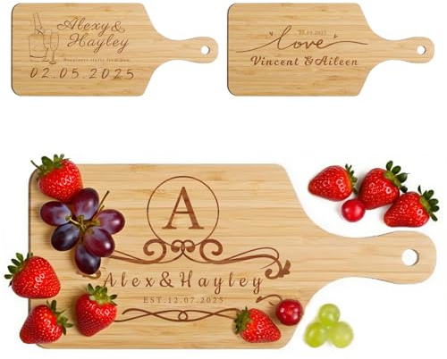 Tagliere personalizzato in bambù, tagliere per formaggi, regalo di nozze, regalo di fidanzamento per coppie, famiglia, genitori, 19,5 x 32 x 1,5 cm