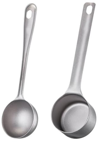 Gettimore Cuchara de café con mango largo, cuchara medidora de titanio para 1 cucharada precisa de café molido de 21 ml o 37 ml, acabado plateado pulido duradero, fácil de limpiar, apto para