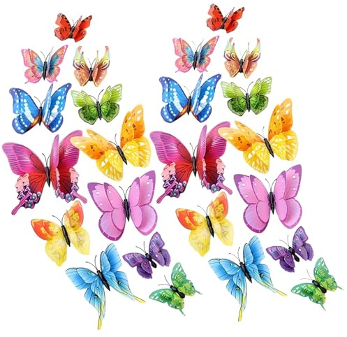 48 PCS 3D Butterfly Wall Stickers Styles Spring Decorations Butterfly Decorations for Home Room Decor for Bedroom Spring Party Birthday Decor 3D Butterflies for Walls Indoor